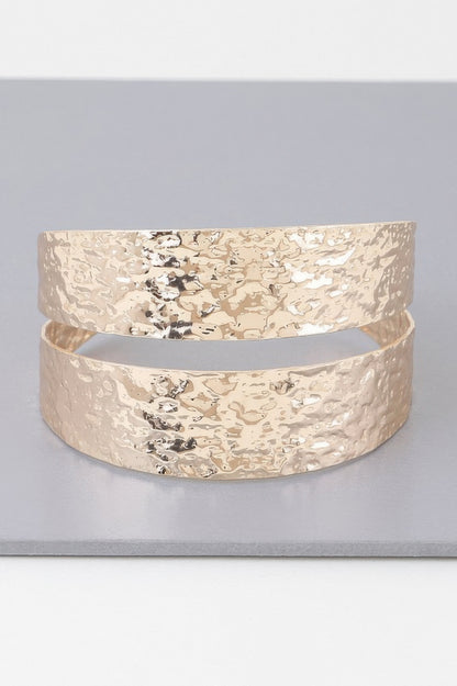 Hammered Double Wrap Cuff Bracelet