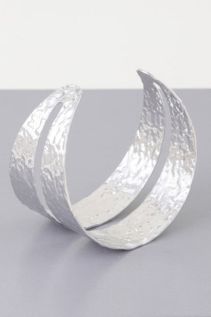 Hammered Double Wrap Cuff Bracelet