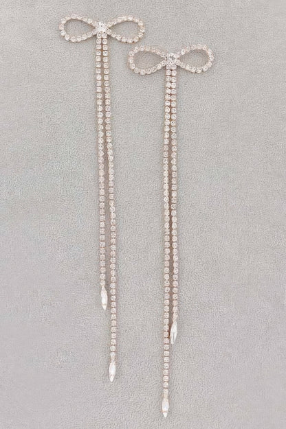 Rhinestone Bow Fringe Earring