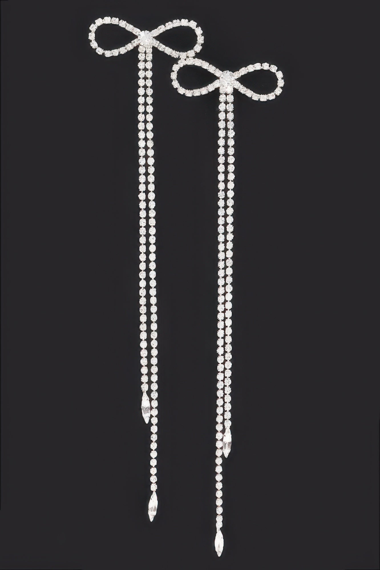 Rhinestone Bow Fringe Earring