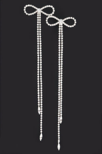 Rhinestone Bow Fringe Earring