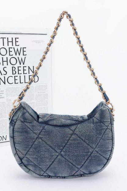 Quilted Washed Denim Crossbody Bag