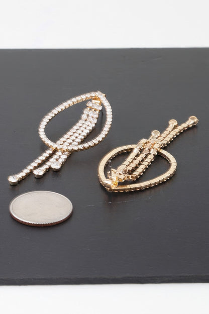 Rhinestone Teardrop Curtain Earrings