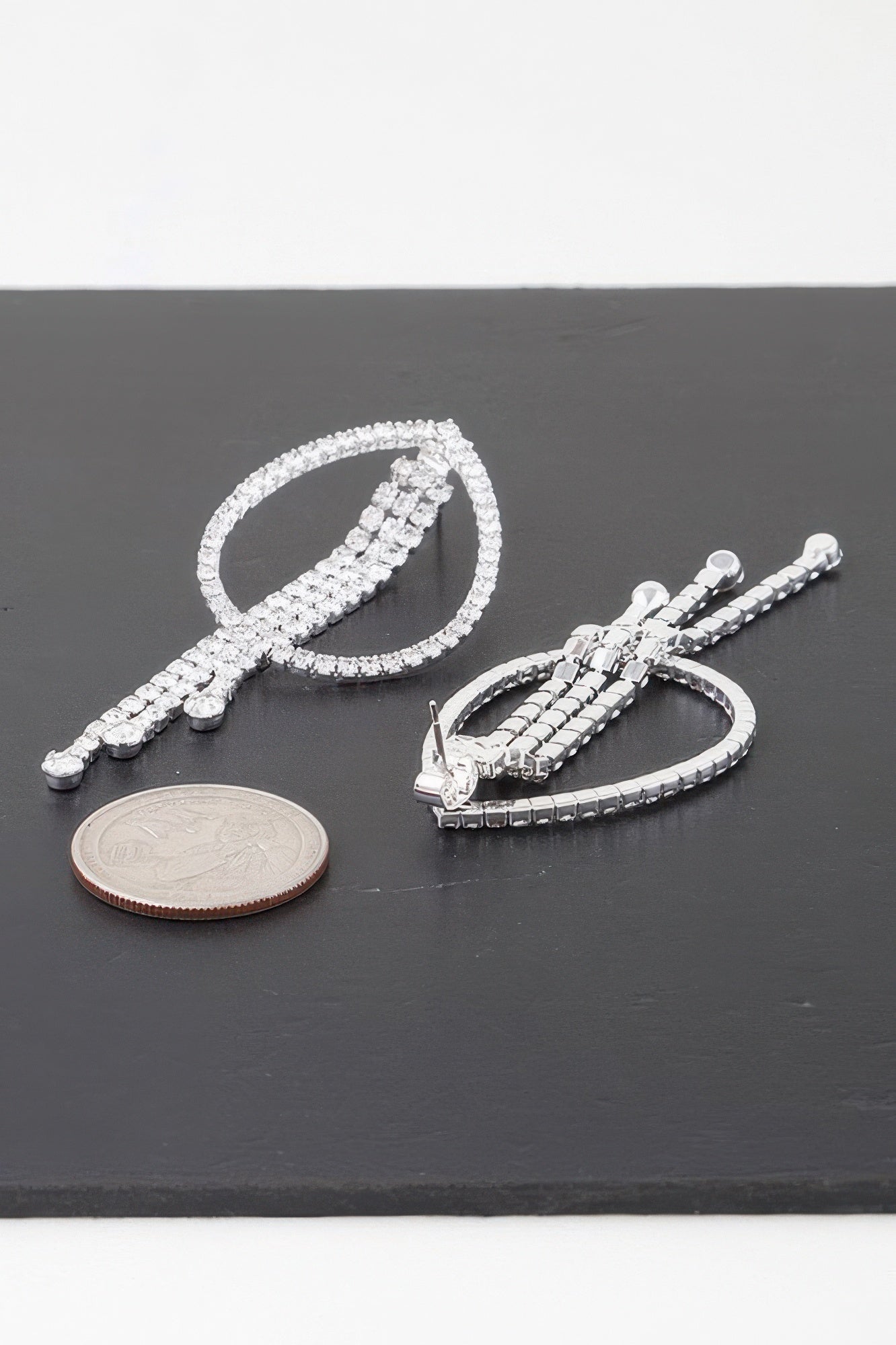 Rhinestone Teardrop Curtain Earrings