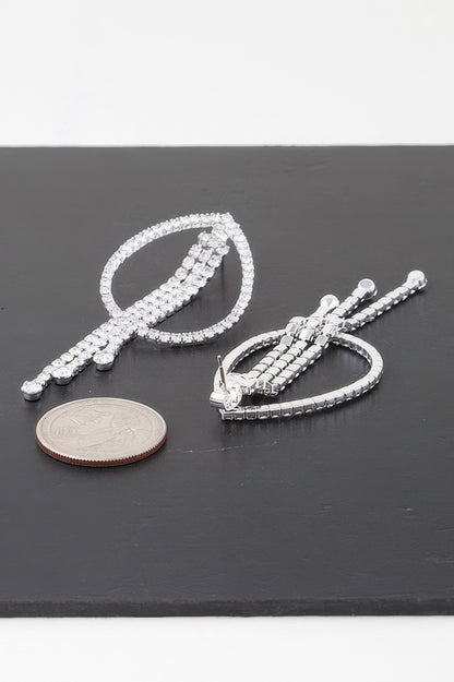 Rhinestone Teardrop Curtain Earrings