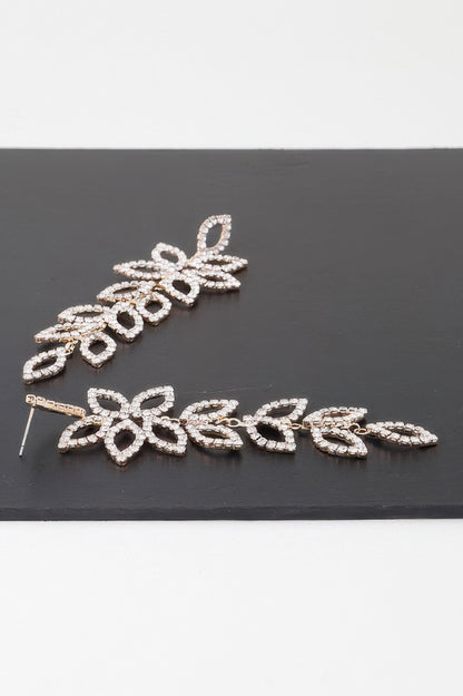 Bejeweled Flower Petal Drop Earrings