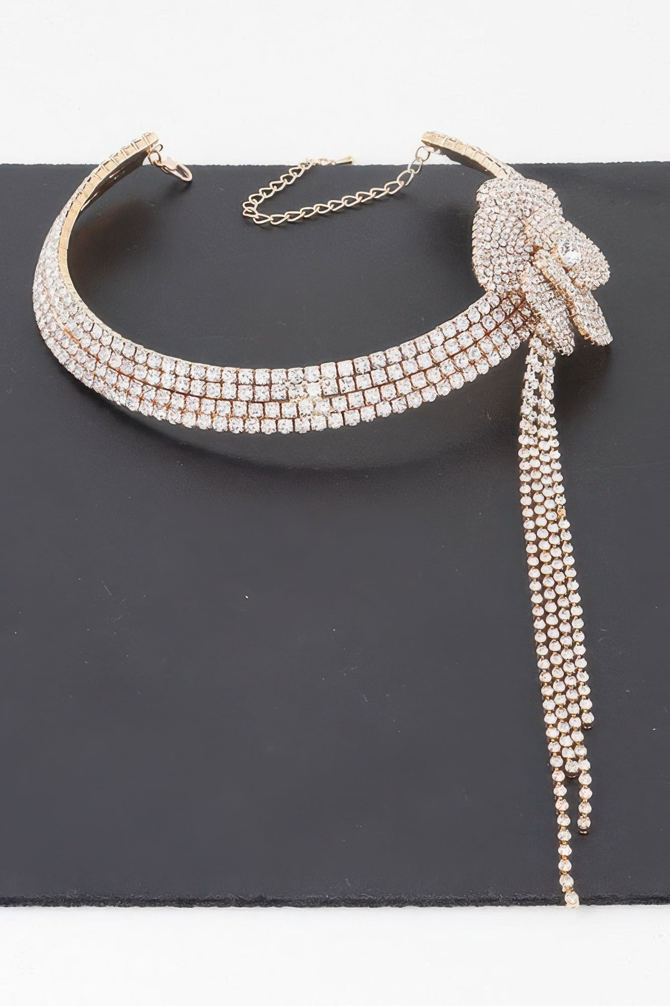 Rhinestone Flower Choker Necklace