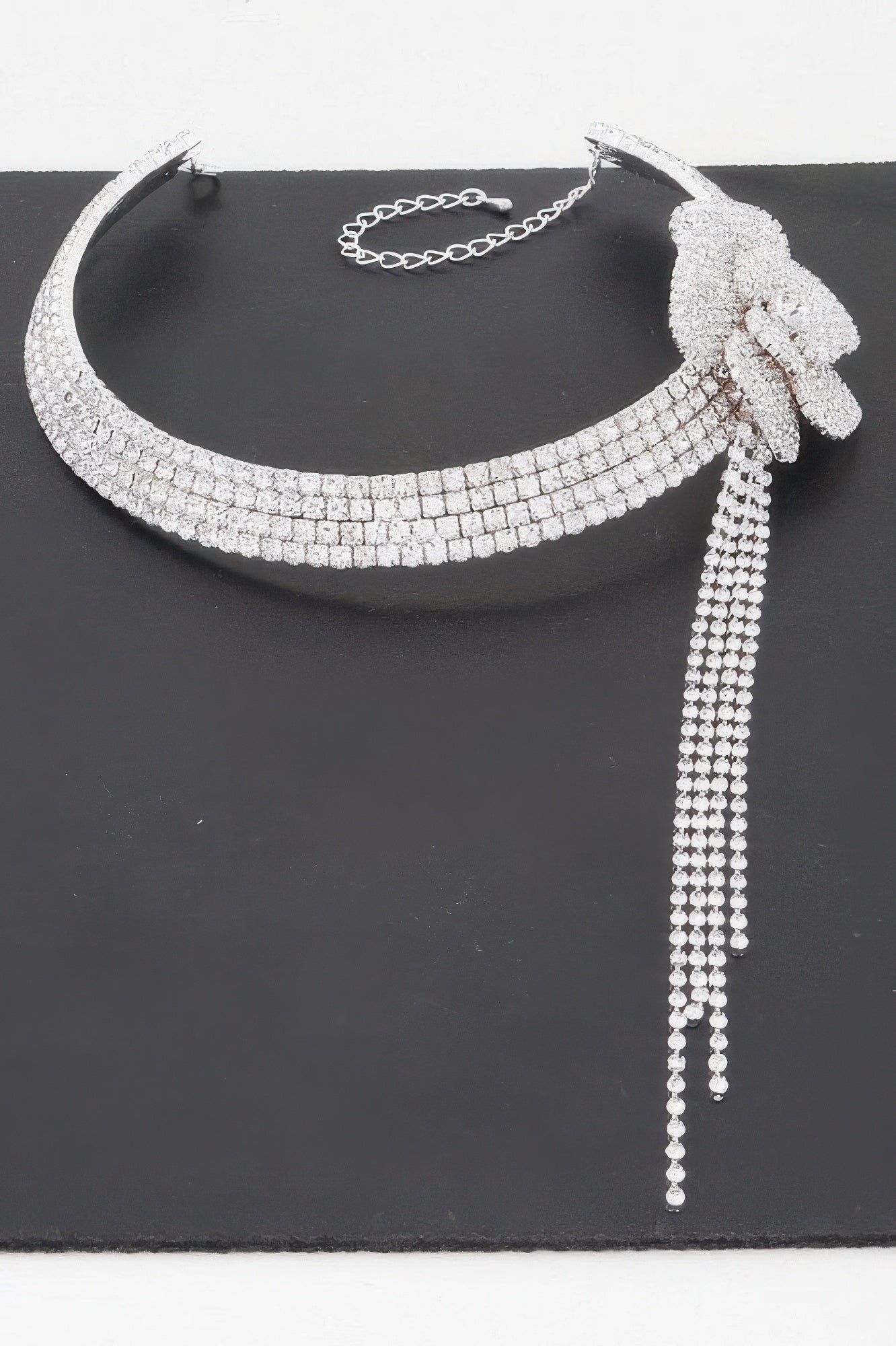 Rhinestone Flower Choker Necklace