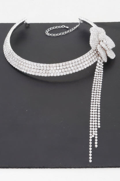 Rhinestone Flower Choker Necklace