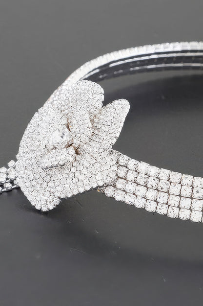 Rhinestone Flower Choker Necklace
