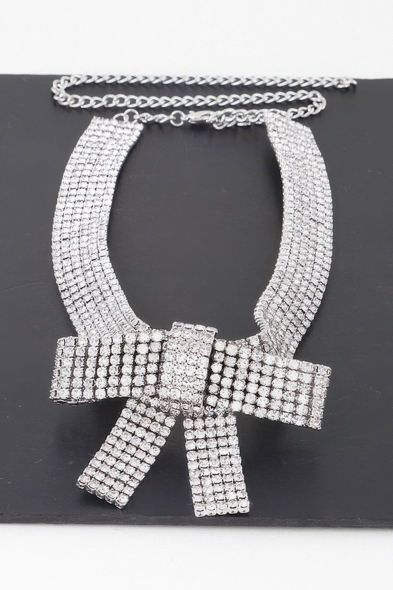 Rhinestone Bow Choker Necklace