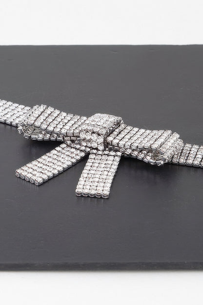 Rhinestone Bow Choker Necklace