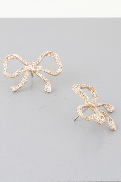 Rhinestone Bow Earrings