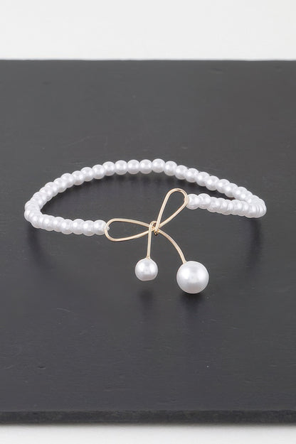 Faux Pearl Bow Bracelet