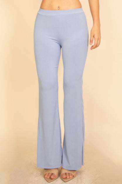 Ribbed Sleeveless Crop Top & Flared Pants Set