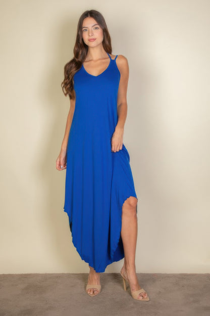 Solid Cami Double Strap Loose Fit Dress