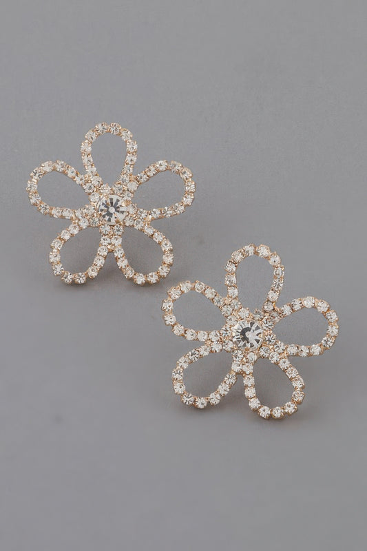 Rhinestone Flower Stud Earrings
