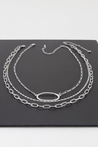 Triple Open Oval Chain Necklace