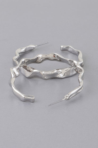 Wavy Accent Hoop Earrings