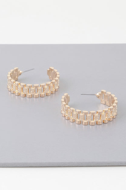 Triple Box Chain Hoop Earrings