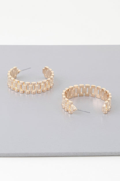 Triple Box Chain Hoop Earrings