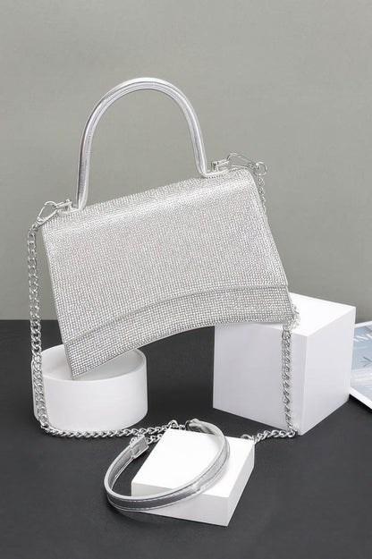 Rhinestone Top Handle Flap Bag