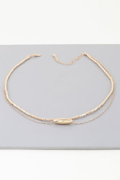 Double Cube Beaded Oval Chain Necklace