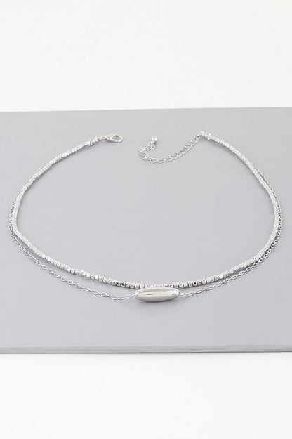 Double Cube Beaded Oval Chain Necklace