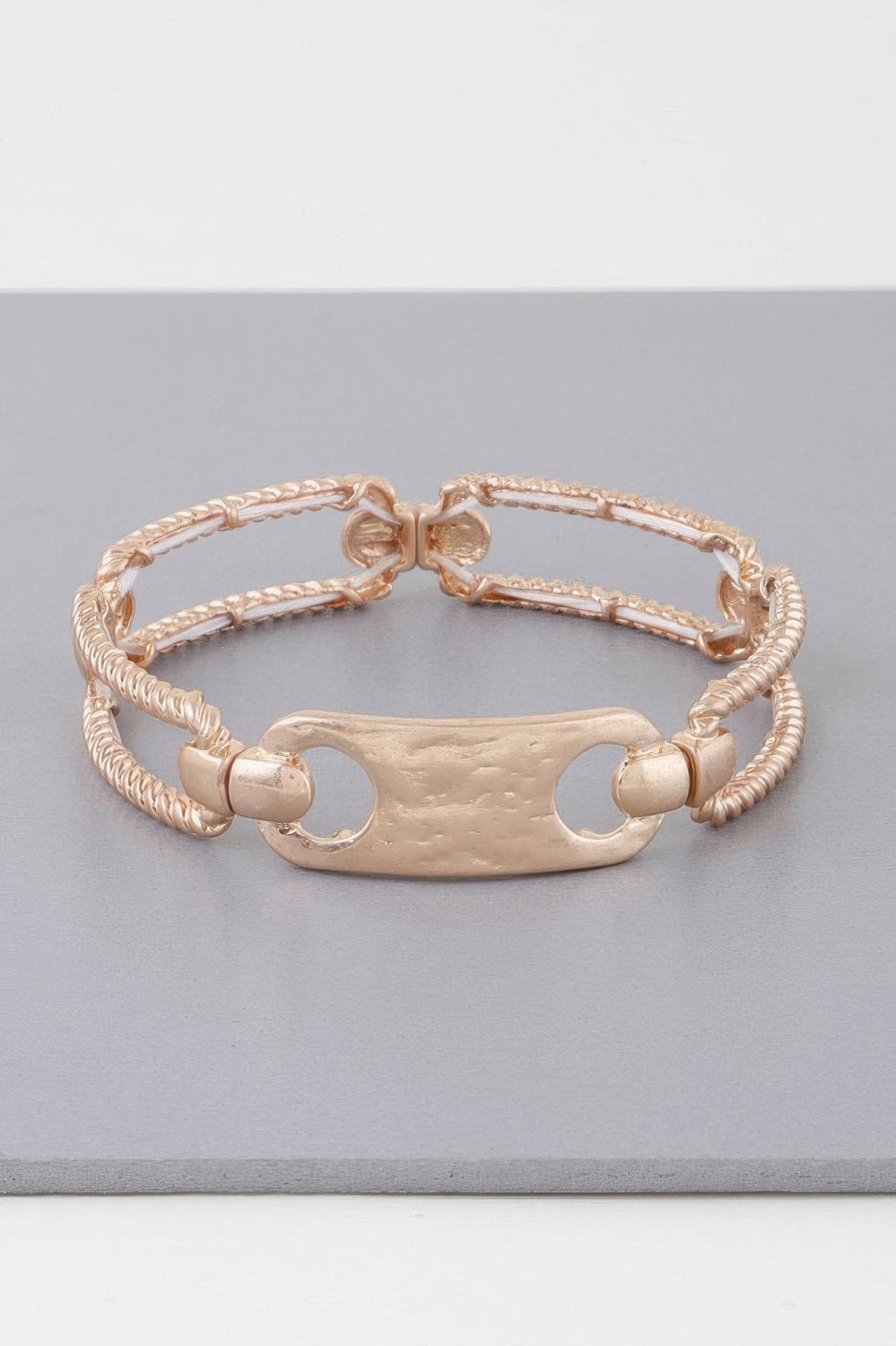Multi Shiny Twisted Plate Cuff Bracelet