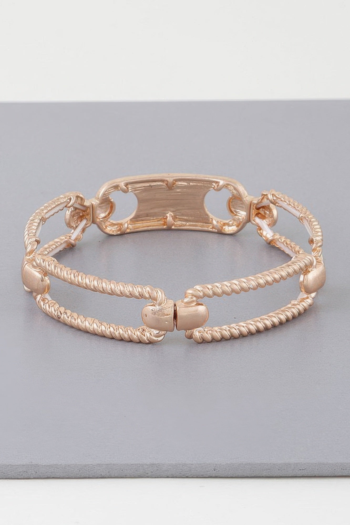 Multi Shiny Twisted Plate Cuff Bracelet