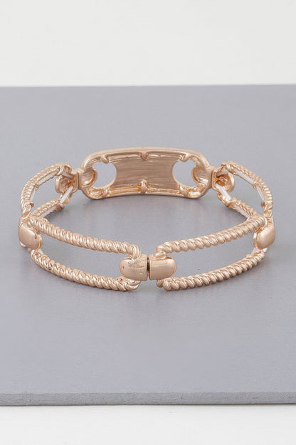 Multi Shiny Twisted Plate Cuff Bracelet