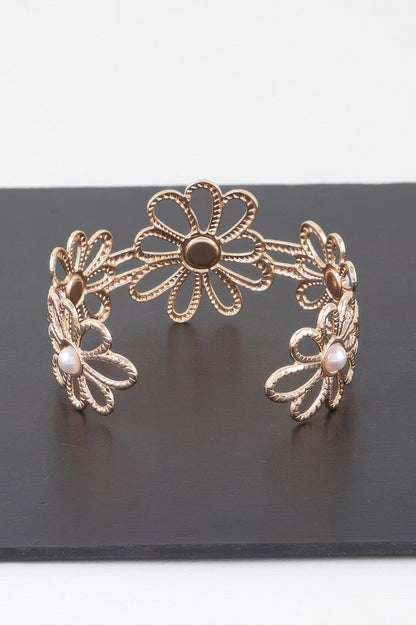 Pearled Flower Cuff Bracelet