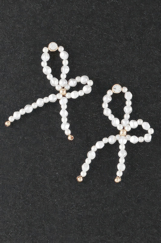 Pearl Stone Ribbon Earrings