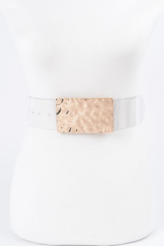 Vintage Metal Buckle Clear Belt