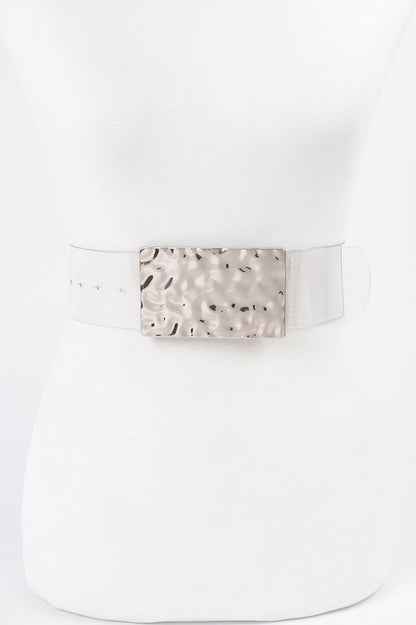 Vintage Metal Buckle Clear Belt