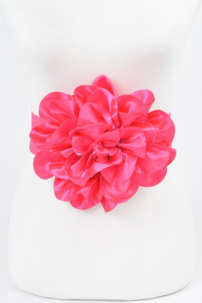 Satin Big Flower Elastic Belt