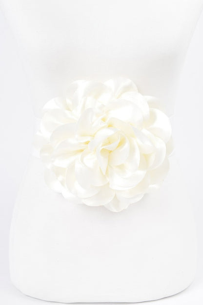 Satin Big Flower Elastic Belt