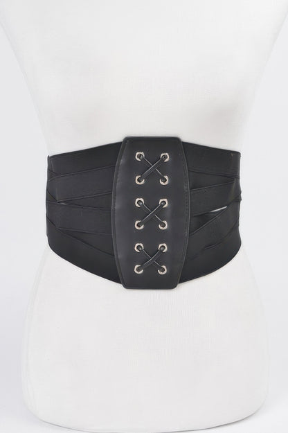 Faux Leather Corset Wide Elastic Belt