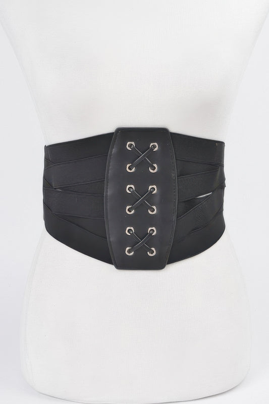 Faux Leather Corset Wide Elastic Belt