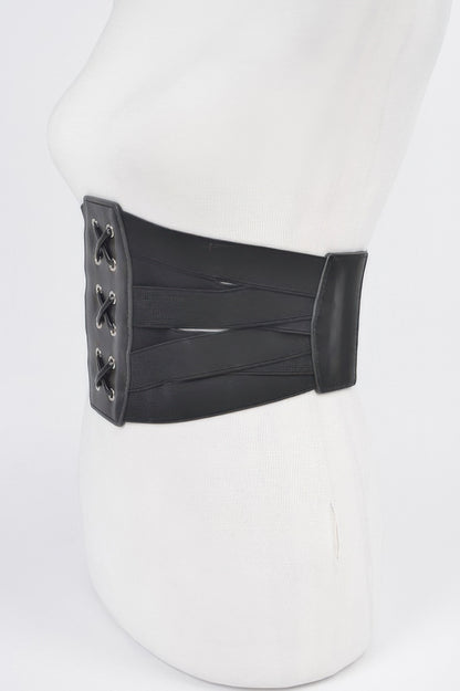 Faux Leather Corset Wide Elastic Belt