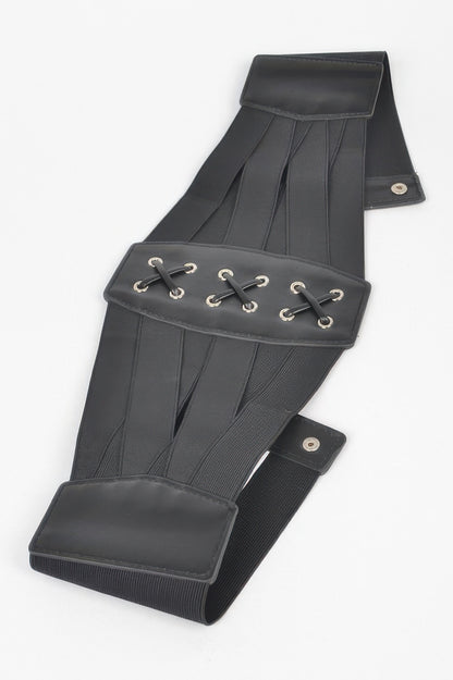 Faux Leather Corset Wide Elastic Belt