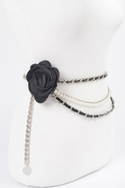 Two Flowers Multi Layered Chain Belt