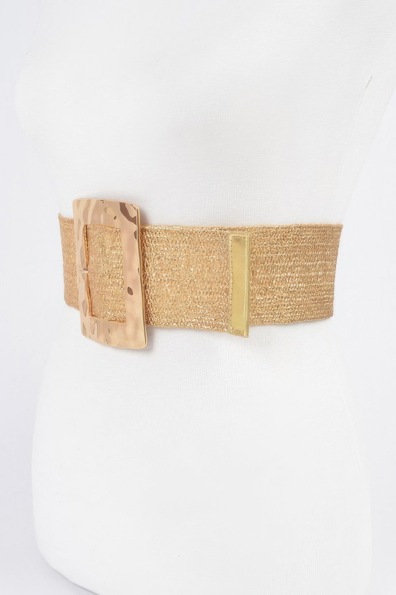 Rectangle Metal Buckle Stretch Plussize Straw Belt