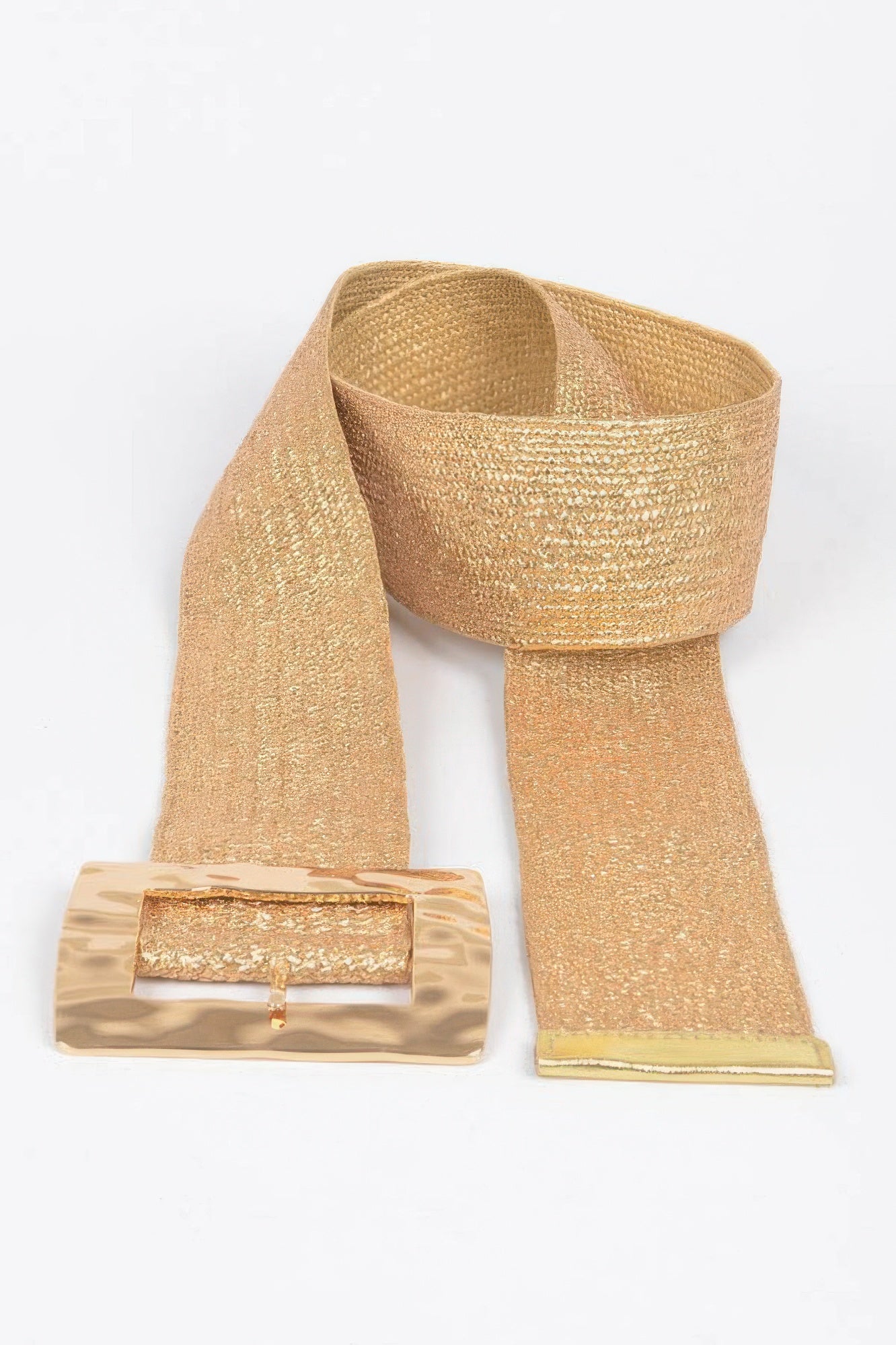 Rectangle Metal Buckle Stretch Plussize Straw Belt