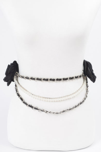 Two Flowers Multi Layered Plus Size Chain Belt