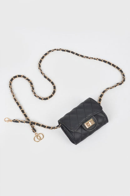 Quilted Mini Bag W/ Chain Belt