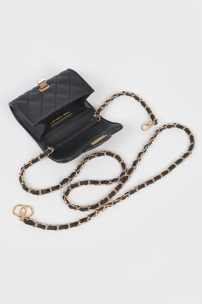 Quilted Mini Bag W/ Chain Belt