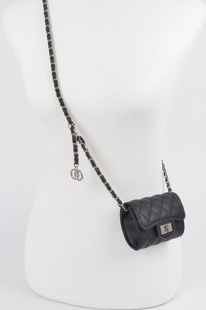 Quilted Mini Bag W/ Chain Belt