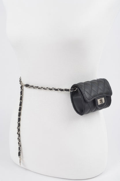 Quilted Mini Bag W/ Chain Belt