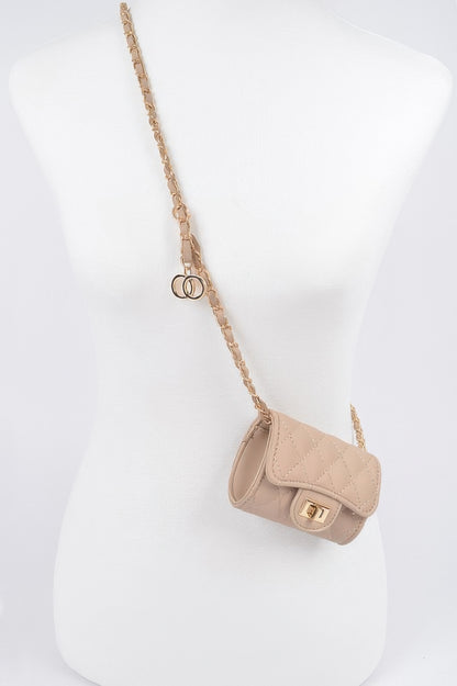 Quilted Mini Bag W/ Chain Belt